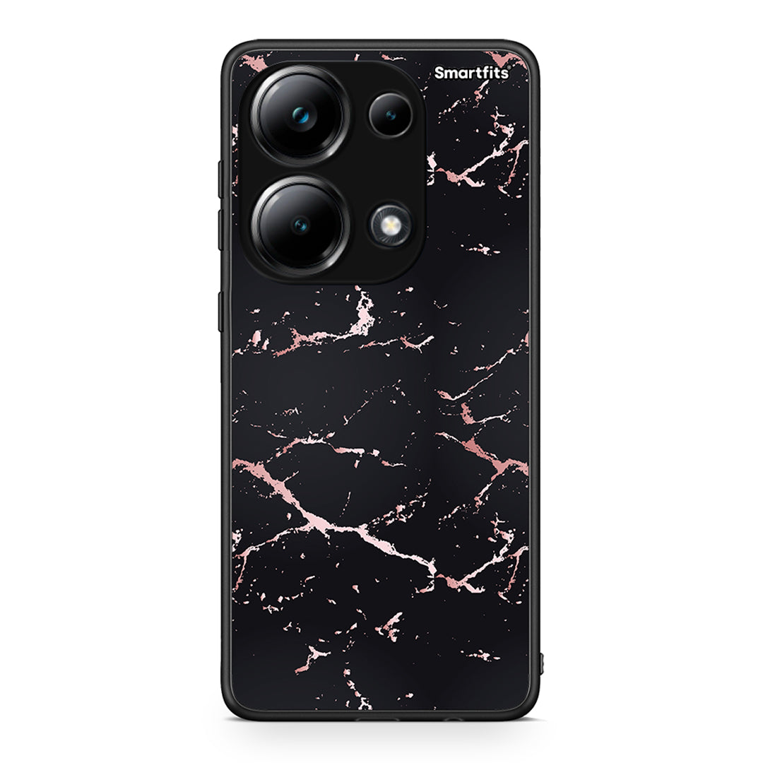 4 - Xiaomi Poco M6 Pro Black Rosegold Marble case, cover, bumper