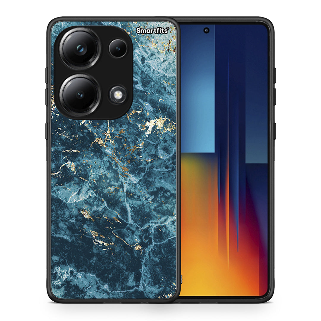 Θήκη Xiaomi Redmi Note 13 Pro 4G Marble Blue από τη Smartfits με σχέδιο στο πίσω μέρος και μαύρο περίβλημα | Xiaomi Redmi Note 13 Pro 4G Marble Blue case with colorful back and black bezels