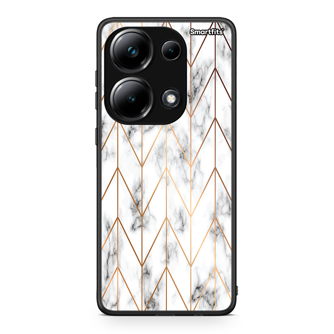 44 - Xiaomi Poco M6 Pro Gold Geometric Marble case, cover, bumper