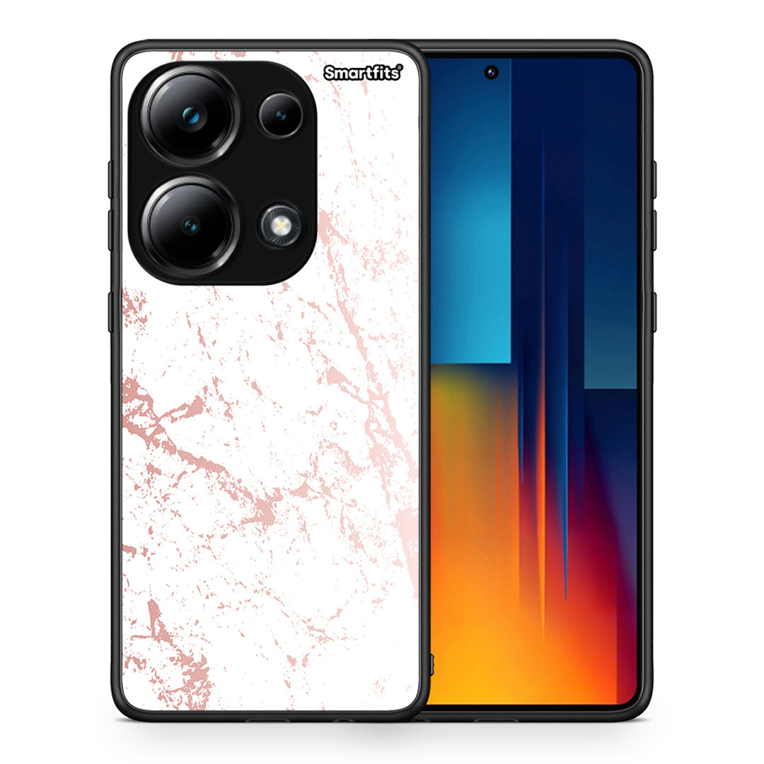 Θήκη Xiaomi Redmi Note 13 Pro 4G Pink Splash Marble από τη Smartfits με σχέδιο στο πίσω μέρος και μαύρο περίβλημα | Xiaomi Redmi Note 13 Pro 4G Pink Splash Marble case with colorful back and black bezels
