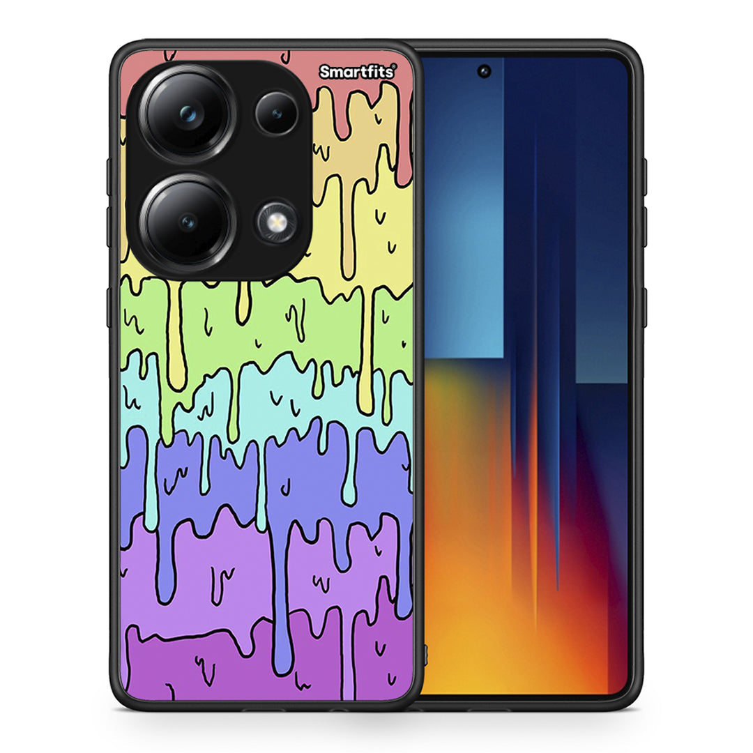 Θήκη Xiaomi Redmi Note 13 Pro 4G Melting Rainbow από τη Smartfits με σχέδιο στο πίσω μέρος και μαύρο περίβλημα | Xiaomi Redmi Note 13 Pro 4G Melting Rainbow case with colorful back and black bezels