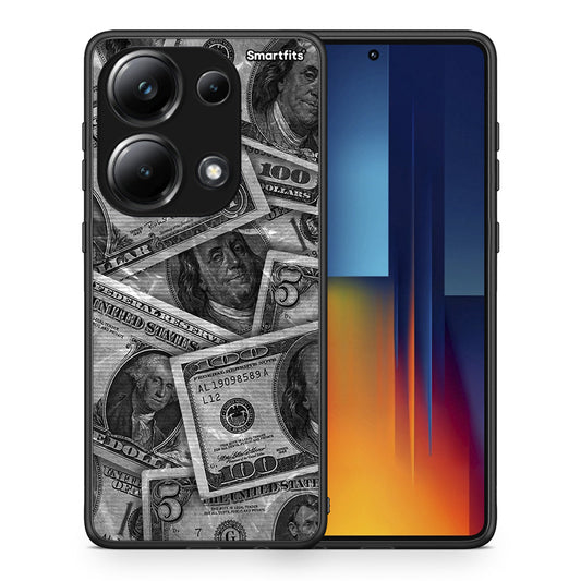 Θήκη Xiaomi Redmi Note 13 Pro 4G Money Dollars από τη Smartfits με σχέδιο στο πίσω μέρος και μαύρο περίβλημα | Xiaomi Redmi Note 13 Pro 4G Money Dollars case with colorful back and black bezels