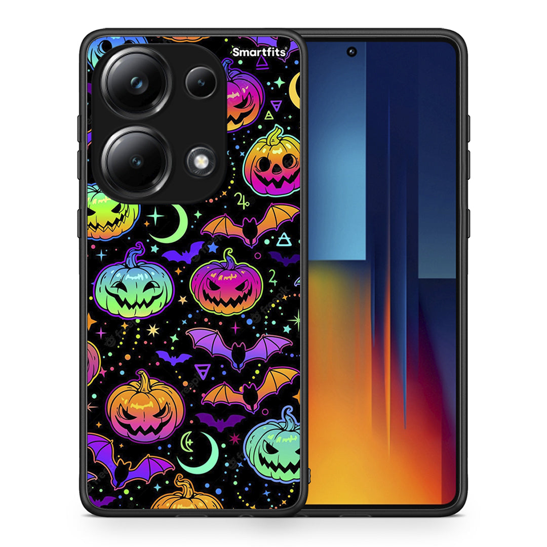 Θήκη Xiaomi Poco M6 Pro Neon Halloween από τη Smartfits με σχέδιο στο πίσω μέρος και μαύρο περίβλημα | Xiaomi Poco M6 Pro Neon Halloween case with colorful back and black bezels