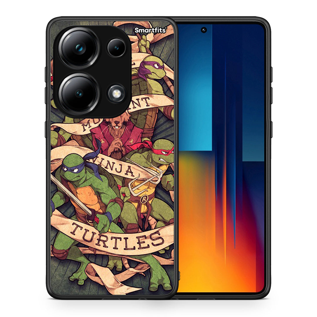 Θήκη Xiaomi Poco M6 Pro Ninja Turtles από τη Smartfits με σχέδιο στο πίσω μέρος και μαύρο περίβλημα | Xiaomi Poco M6 Pro Ninja Turtles case with colorful back and black bezels