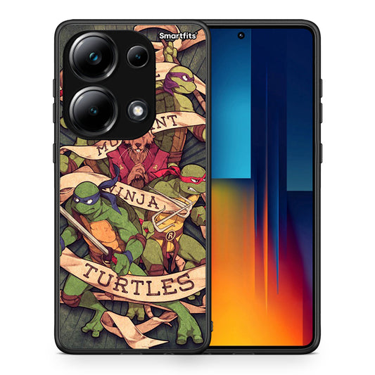 Θήκη Xiaomi Poco M6 Pro Ninja Turtles από τη Smartfits με σχέδιο στο πίσω μέρος και μαύρο περίβλημα | Xiaomi Poco M6 Pro Ninja Turtles case with colorful back and black bezels