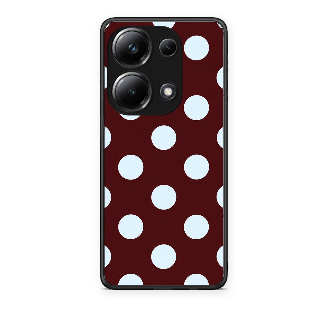 Θήκη Xiaomi Poco M6 Pro Pale Blue Large Polka Dots on Burgundy από τη Smartfits με σχέδιο στο πίσω μέρος και μαύρο περίβλημα | Xiaomi Poco M6 Pro Pale Blue Large Polka Dots on Burgundy case with colorful back and black bezels