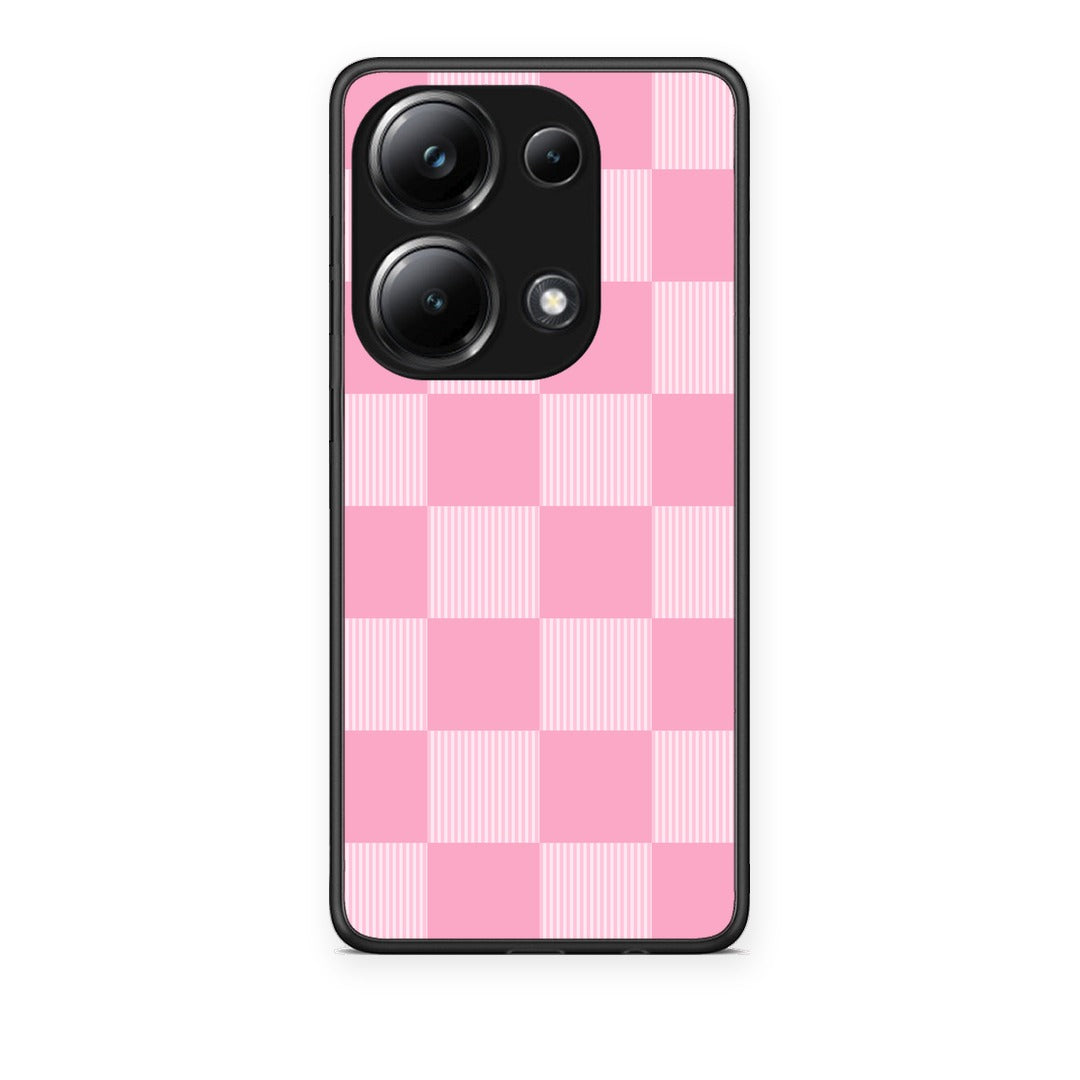 Θήκη Xiaomi Poco M6 Pro Pink and White Striped Checks από τη Smartfits με σχέδιο στο πίσω μέρος και μαύρο περίβλημα | Xiaomi Poco M6 Pro Pink and White Striped Checks case with colorful back and black bezels