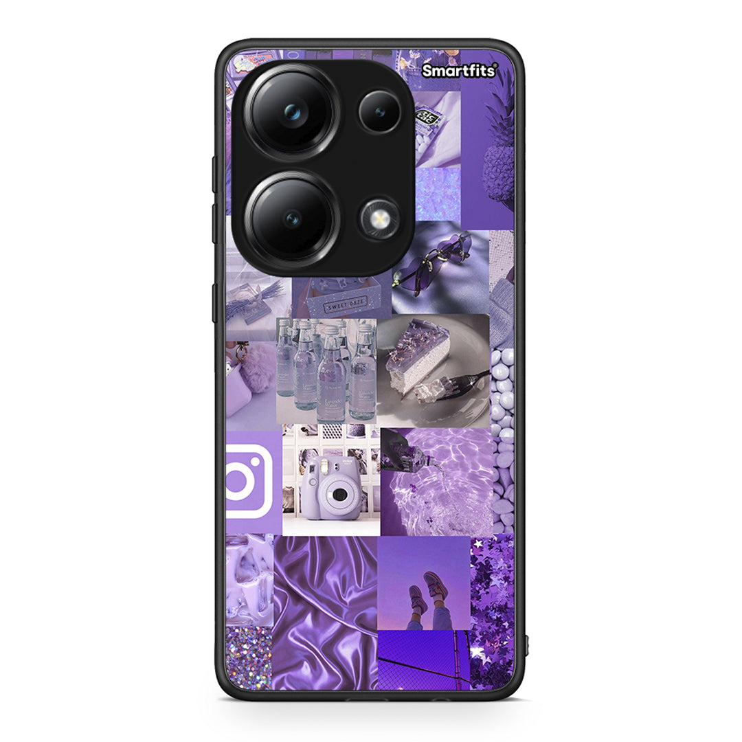 Xiaomi Redmi Note 13 Pro 4G Purple Aesthetic Collage θήκη από τη Smartfits με σχέδιο στο πίσω μέρος και μαύρο περίβλημα | Smartphone case with colorful back and black bezels by Smartfits