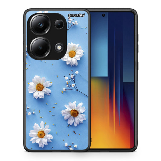 Θήκη Xiaomi Redmi Note 13 Pro 4G Real Daisies από τη Smartfits με σχέδιο στο πίσω μέρος και μαύρο περίβλημα | Xiaomi Redmi Note 13 Pro 4G Real Daisies case with colorful back and black bezels