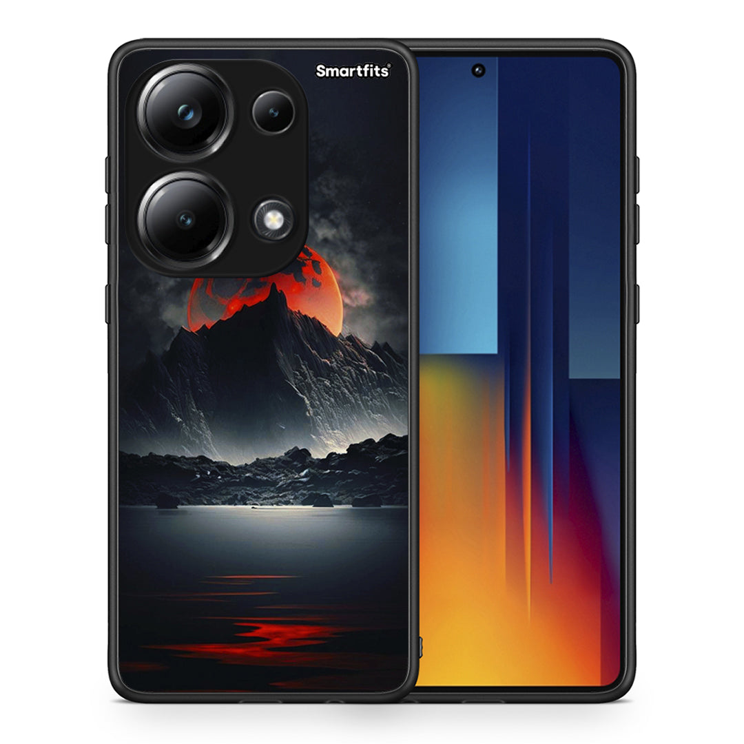 Θήκη Xiaomi Poco M6 Pro Red Full Moon από τη Smartfits με σχέδιο στο πίσω μέρος και μαύρο περίβλημα | Xiaomi Poco M6 Pro Red Full Moon case with colorful back and black bezels