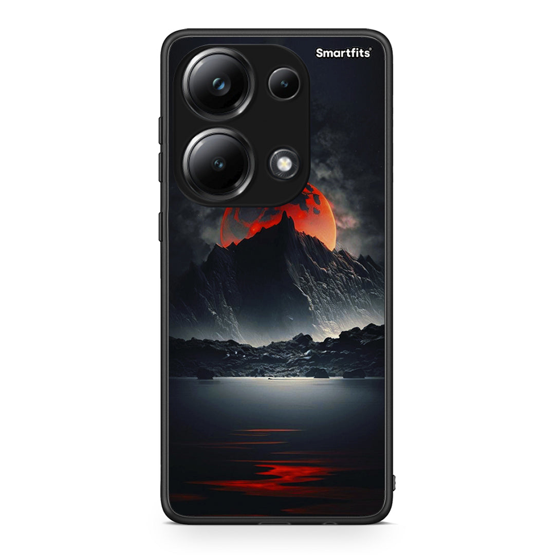 Xiaomi Poco M6 Pro Red Full Moon θήκη από τη Smartfits με σχέδιο στο πίσω μέρος και μαύρο περίβλημα | Smartphone case with colorful back and black bezels by Smartfits