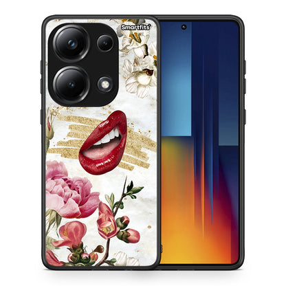 Θήκη Xiaomi Poco M6 Pro Red Lips από τη Smartfits με σχέδιο στο πίσω μέρος και μαύρο περίβλημα | Xiaomi Poco M6 Pro Red Lips case with colorful back and black bezels