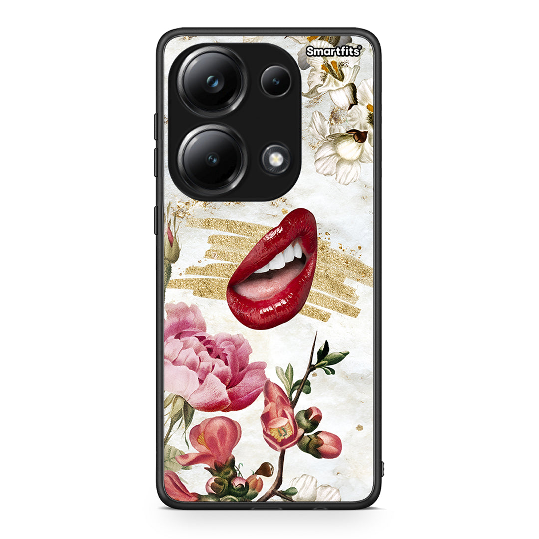 Xiaomi Poco M6 Pro Red Lips θήκη από τη Smartfits με σχέδιο στο πίσω μέρος και μαύρο περίβλημα | Smartphone case with colorful back and black bezels by Smartfits