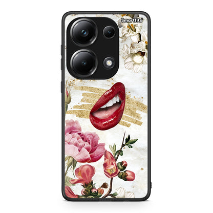 Xiaomi Poco M6 Pro Red Lips θήκη από τη Smartfits με σχέδιο στο πίσω μέρος και μαύρο περίβλημα | Smartphone case with colorful back and black bezels by Smartfits