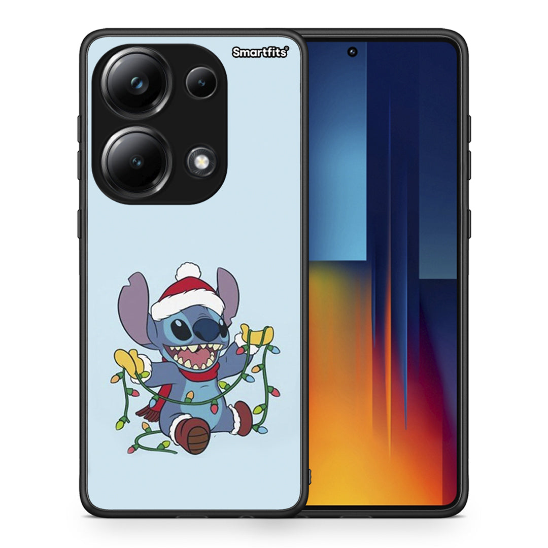 Θήκη Xiaomi Poco M6 Pro Santa Stich από τη Smartfits με σχέδιο στο πίσω μέρος και μαύρο περίβλημα | Xiaomi Poco M6 Pro Santa Stich case with colorful back and black bezels