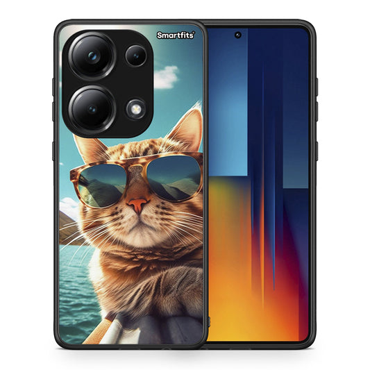Θήκη Xiaomi Redmi Note 13 Pro 4G Summer Cat από τη Smartfits με σχέδιο στο πίσω μέρος και μαύρο περίβλημα | Xiaomi Redmi Note 13 Pro 4G Summer Cat case with colorful back and black bezels