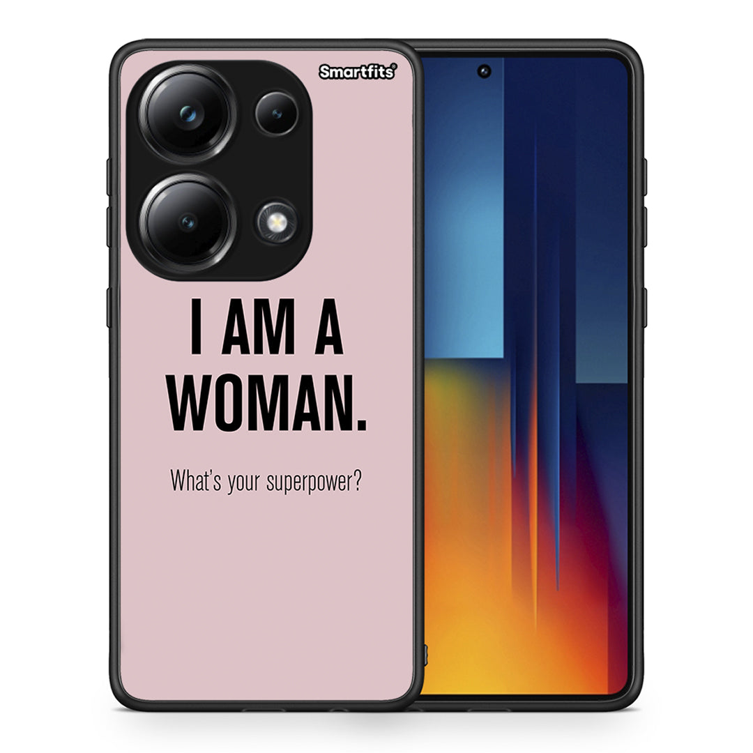 Θήκη Xiaomi Poco M6 Pro Superpower Woman από τη Smartfits με σχέδιο στο πίσω μέρος και μαύρο περίβλημα | Xiaomi Poco M6 Pro Superpower Woman case with colorful back and black bezels