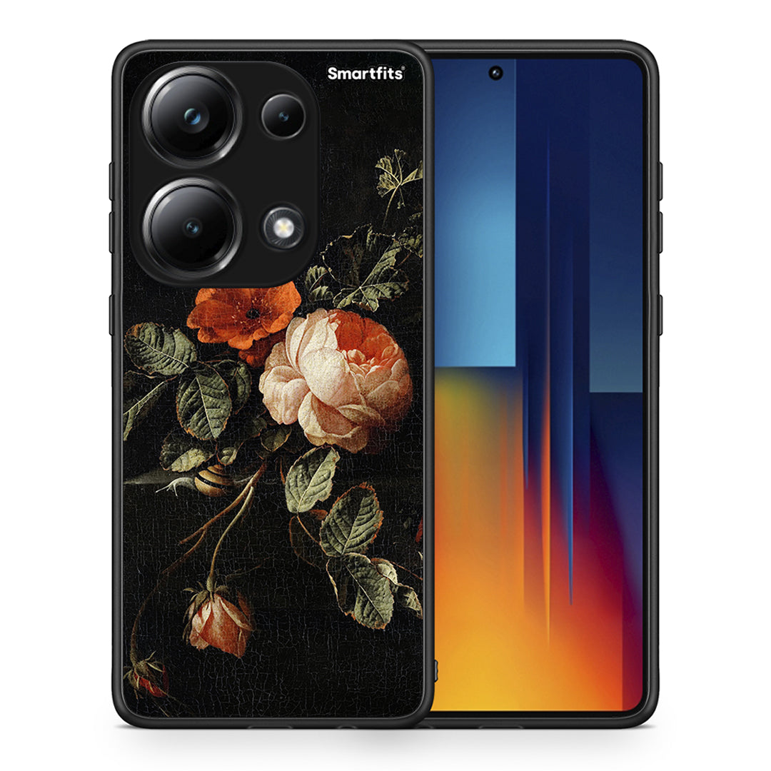 Θήκη Xiaomi Redmi Note 13 Pro 4G Vintage Roses από τη Smartfits με σχέδιο στο πίσω μέρος και μαύρο περίβλημα | Xiaomi Redmi Note 13 Pro 4G Vintage Roses case with colorful back and black bezels