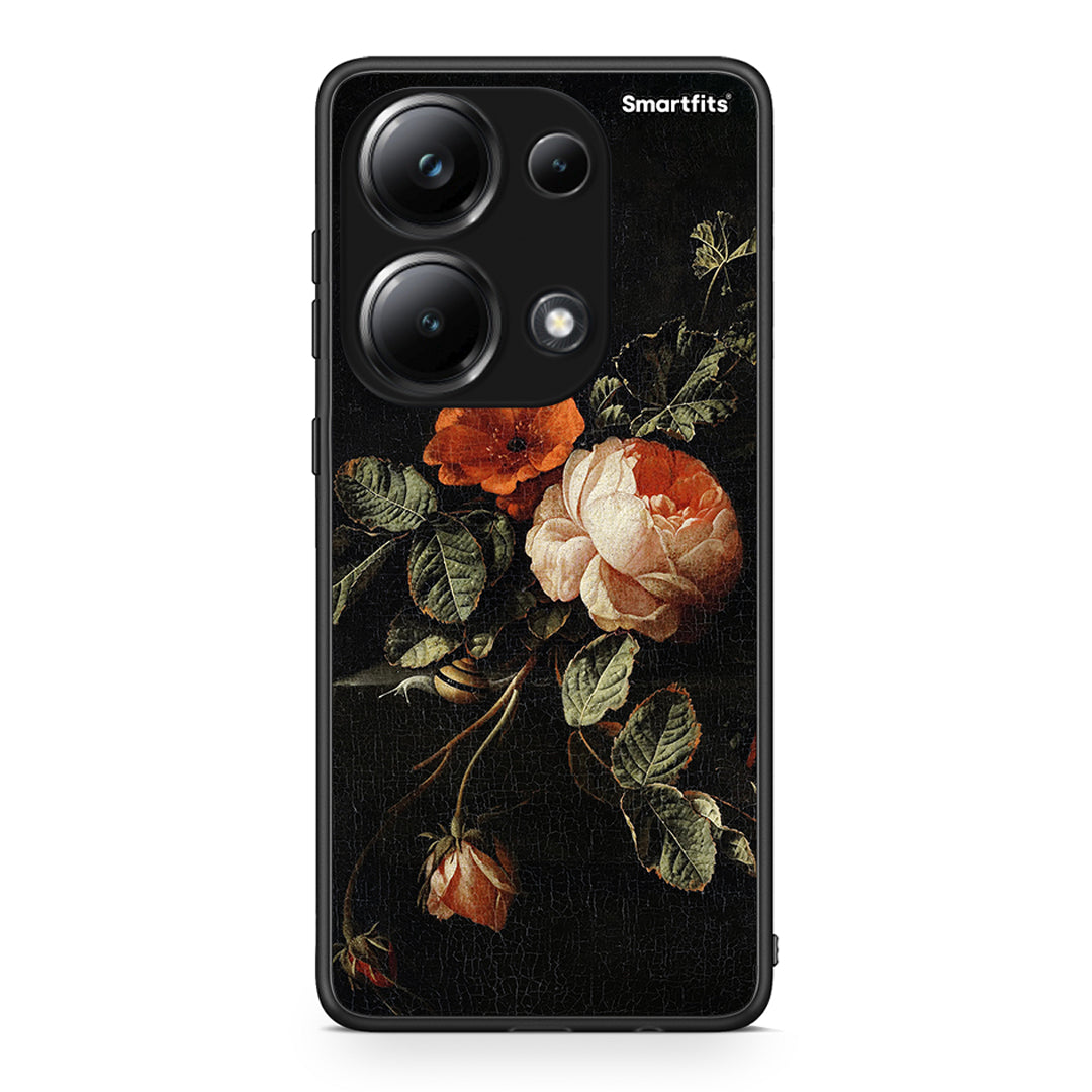 Xiaomi Poco M6 Pro Vintage Roses θήκη από τη Smartfits με σχέδιο στο πίσω μέρος και μαύρο περίβλημα | Smartphone case with colorful back and black bezels by Smartfits