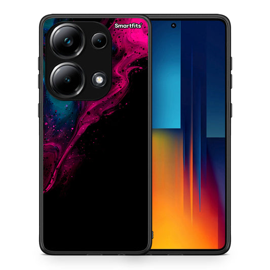 Θήκη Xiaomi Redmi Note 13 Pro 4G Pink Black Watercolor από τη Smartfits με σχέδιο στο πίσω μέρος και μαύρο περίβλημα | Xiaomi Redmi Note 13 Pro 4G Pink Black Watercolor case with colorful back and black bezels
