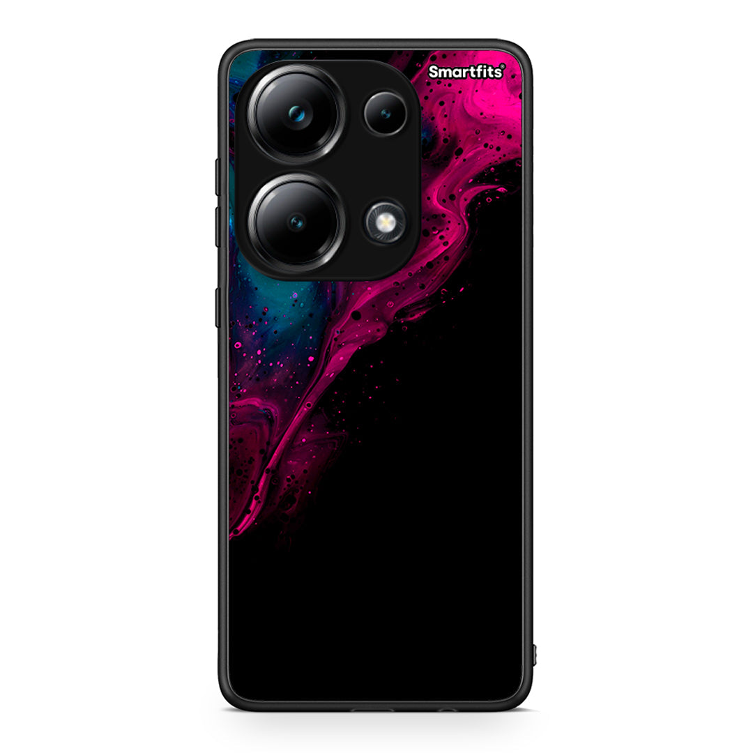 4 - Xiaomi Poco M6 Pro Pink Black Watercolor case, cover, bumper