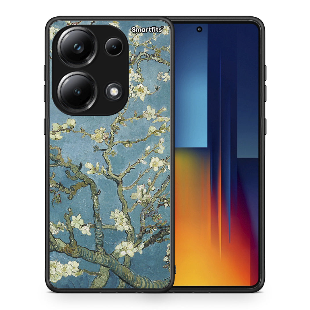 Θήκη Xiaomi Poco M6 Pro White Blossoms από τη Smartfits με σχέδιο στο πίσω μέρος και μαύρο περίβλημα | Xiaomi Poco M6 Pro White Blossoms case with colorful back and black bezels