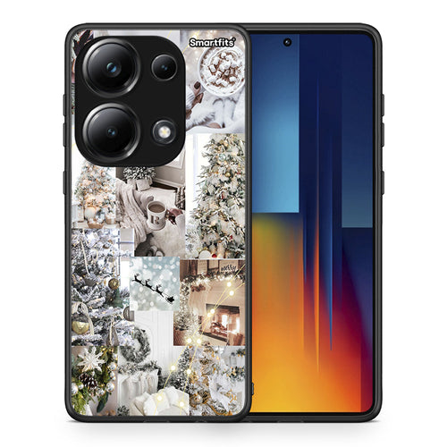 Θήκη Xiaomi Redmi Note 13 Pro 4G White Christmas από τη Smartfits με σχέδιο στο πίσω μέρος και μαύρο περίβλημα | Xiaomi Redmi Note 13 Pro 4G White Christmas case with colorful back and black bezels