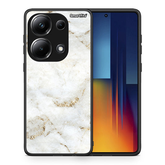 Θήκη Xiaomi Redmi Note 13 Pro 4G White Gold Marble από τη Smartfits με σχέδιο στο πίσω μέρος και μαύρο περίβλημα | Xiaomi Redmi Note 13 Pro 4G White Gold Marble case with colorful back and black bezels