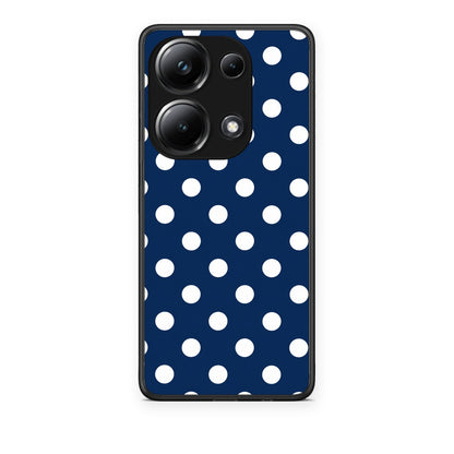 Θήκη Xiaomi Poco M6 Pro White Large Polka Dots on Navy από τη Smartfits με σχέδιο στο πίσω μέρος και μαύρο περίβλημα | Xiaomi Poco M6 Pro White Large Polka Dots on Navy case with colorful back and black bezels