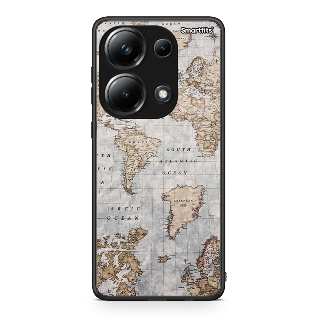 Xiaomi Redmi Note 13 Pro 4G World Map Θήκη από τη Smartfits με σχέδιο στο πίσω μέρος και μαύρο περίβλημα | Smartphone case with colorful back and black bezels by Smartfits