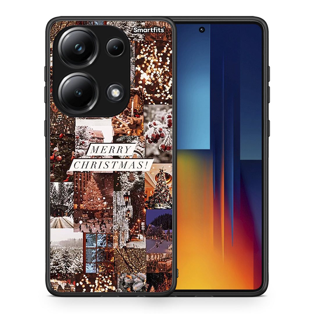Θήκη Xiaomi Redmi Note 13 Pro 4G Xmas Collage από τη Smartfits με σχέδιο στο πίσω μέρος και μαύρο περίβλημα | Xiaomi Redmi Note 13 Pro 4G Xmas Collage case with colorful back and black bezels
