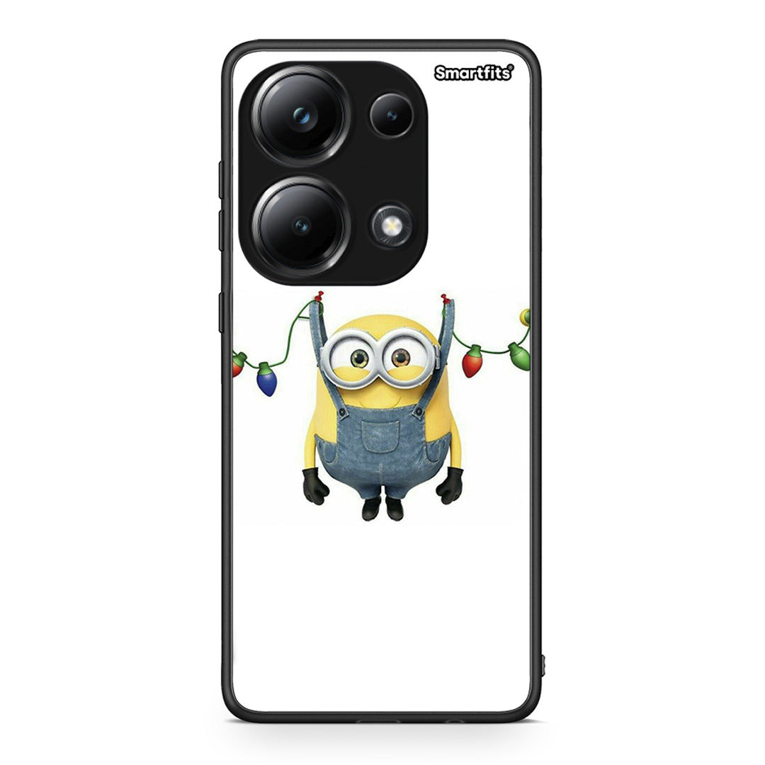 Xiaomi Poco M6 Pro Xmas Minion Lights θήκη από τη Smartfits με σχέδιο στο πίσω μέρος και μαύρο περίβλημα | Smartphone case with colorful back and black bezels by Smartfits