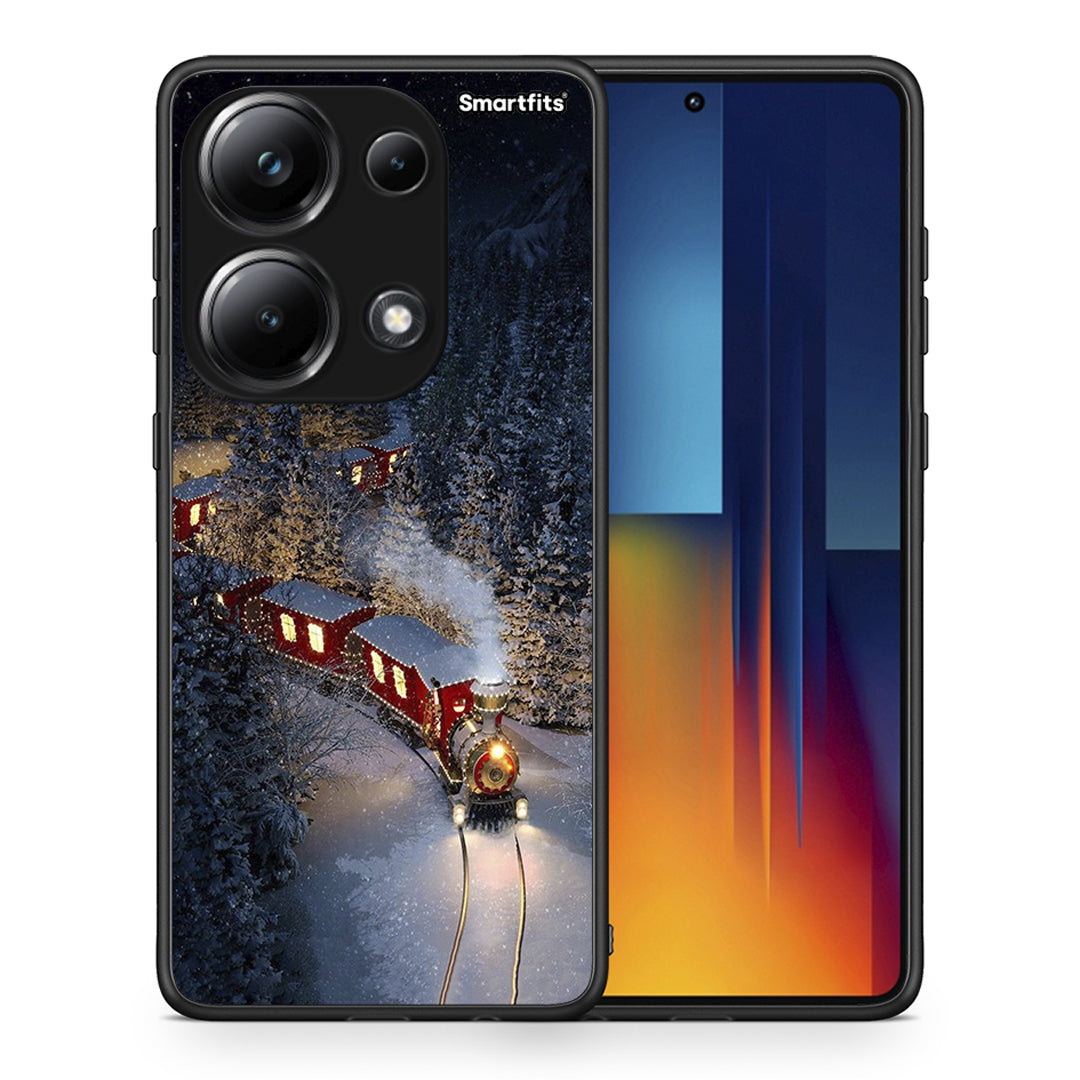 Θήκη Xiaomi Redmi Note 13 Pro 4G Xmas Train από τη Smartfits με σχέδιο στο πίσω μέρος και μαύρο περίβλημα | Xiaomi Redmi Note 13 Pro 4G Xmas Train case with colorful back and black bezels