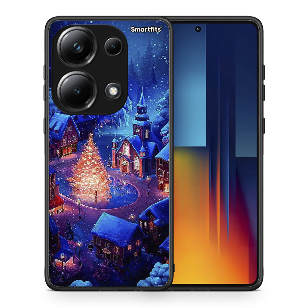 Θήκη Xiaomi Poco M6 Pro Xmas Village από τη Smartfits με σχέδιο στο πίσω μέρος και μαύρο περίβλημα | Xiaomi Poco M6 Pro Xmas Village case with colorful back and black bezels