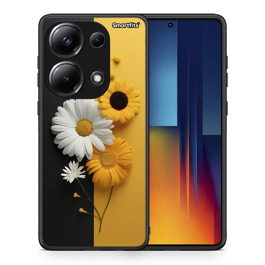 Θήκη Xiaomi Poco M6 Pro Yellow Daisies από τη Smartfits με σχέδιο στο πίσω μέρος και μαύρο περίβλημα | Xiaomi Poco M6 Pro Yellow Daisies case with colorful back and black bezels
