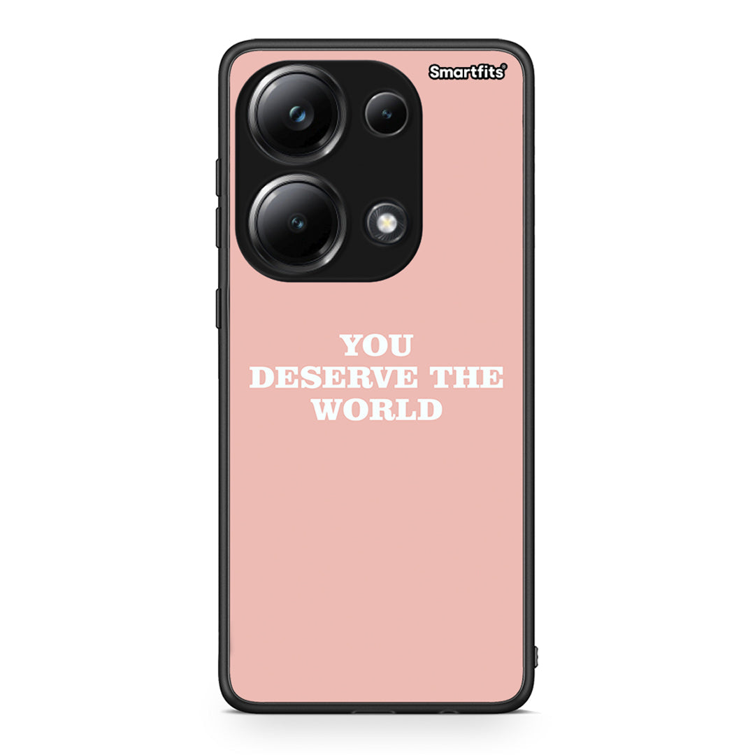 Xiaomi Poco M6 Pro You Deserve The World Θήκη Αγίου Βαλεντίνου από τη Smartfits με σχέδιο στο πίσω μέρος και μαύρο περίβλημα | Smartphone case with colorful back and black bezels by Smartfits