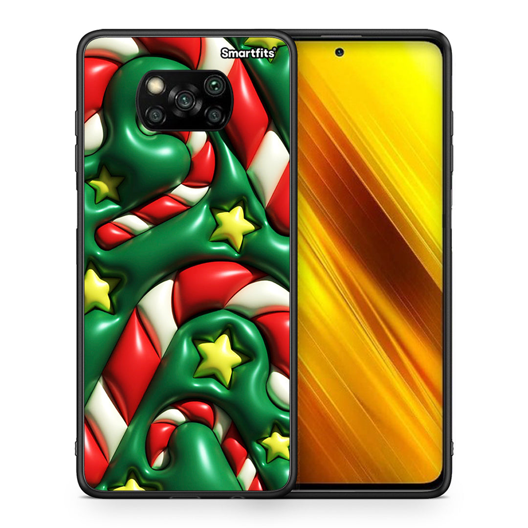 Θήκη Xiaomi Poco X3 Christmas Bubbles από τη Smartfits με σχέδιο στο πίσω μέρος και μαύρο περίβλημα | Xiaomi Poco X3 Christmas Bubbles case with colorful back and black bezels