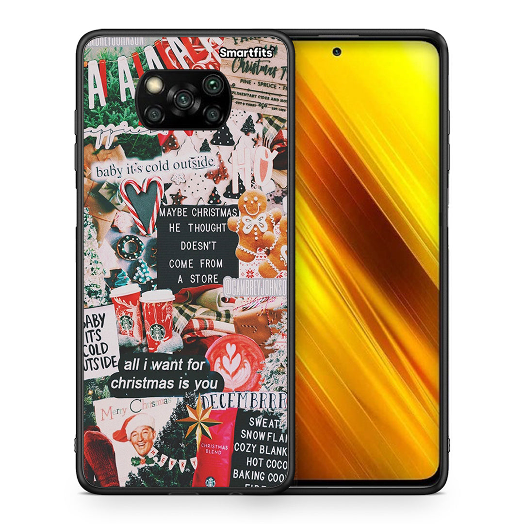 Θήκη Xiaomi Poco X3 Christmas Happiness από τη Smartfits με σχέδιο στο πίσω μέρος και μαύρο περίβλημα | Xiaomi Poco X3 Christmas Happiness case with colorful back and black bezels