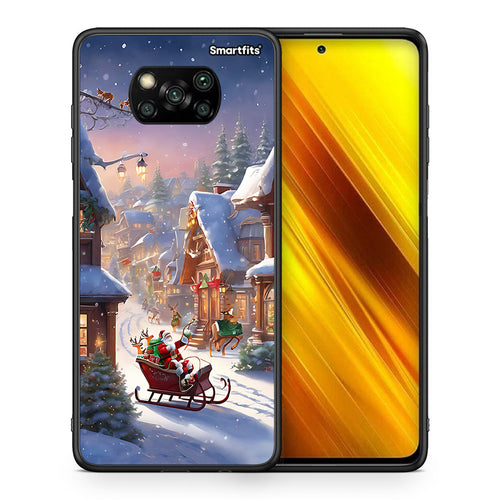 Θήκη Xiaomi Poco X3 Christmas Snow από τη Smartfits με σχέδιο στο πίσω μέρος και μαύρο περίβλημα | Xiaomi Poco X3 Christmas Snow case with colorful back and black bezels