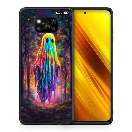 Θήκη Xiaomi Poco X3 Halloween Ghost από τη Smartfits με σχέδιο στο πίσω μέρος και μαύρο περίβλημα | Xiaomi Poco X3 Halloween Ghost case with colorful back and black bezels