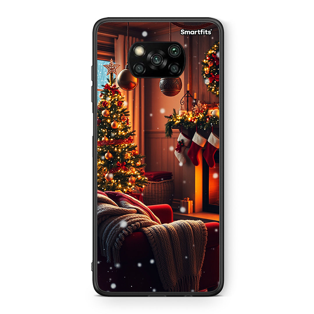 Θήκη Xiaomi Poco X3 Home For Christmas από τη Smartfits με σχέδιο στο πίσω μέρος και μαύρο περίβλημα | Xiaomi Poco X3 Home For Christmas case with colorful back and black bezels