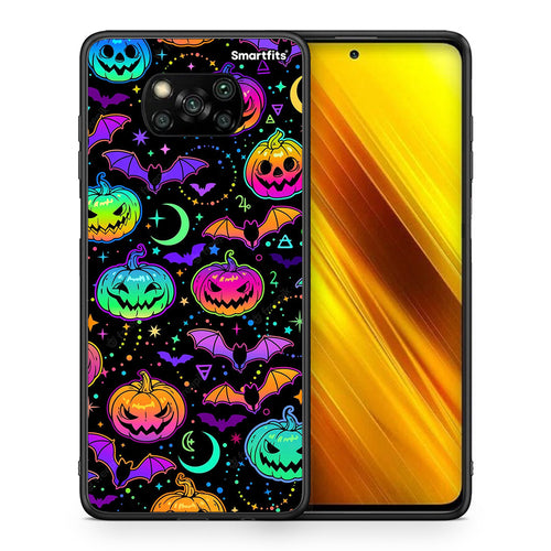 Θήκη Xiaomi Poco X3 Neon Halloween από τη Smartfits με σχέδιο στο πίσω μέρος και μαύρο περίβλημα | Xiaomi Poco X3 Neon Halloween case with colorful back and black bezels