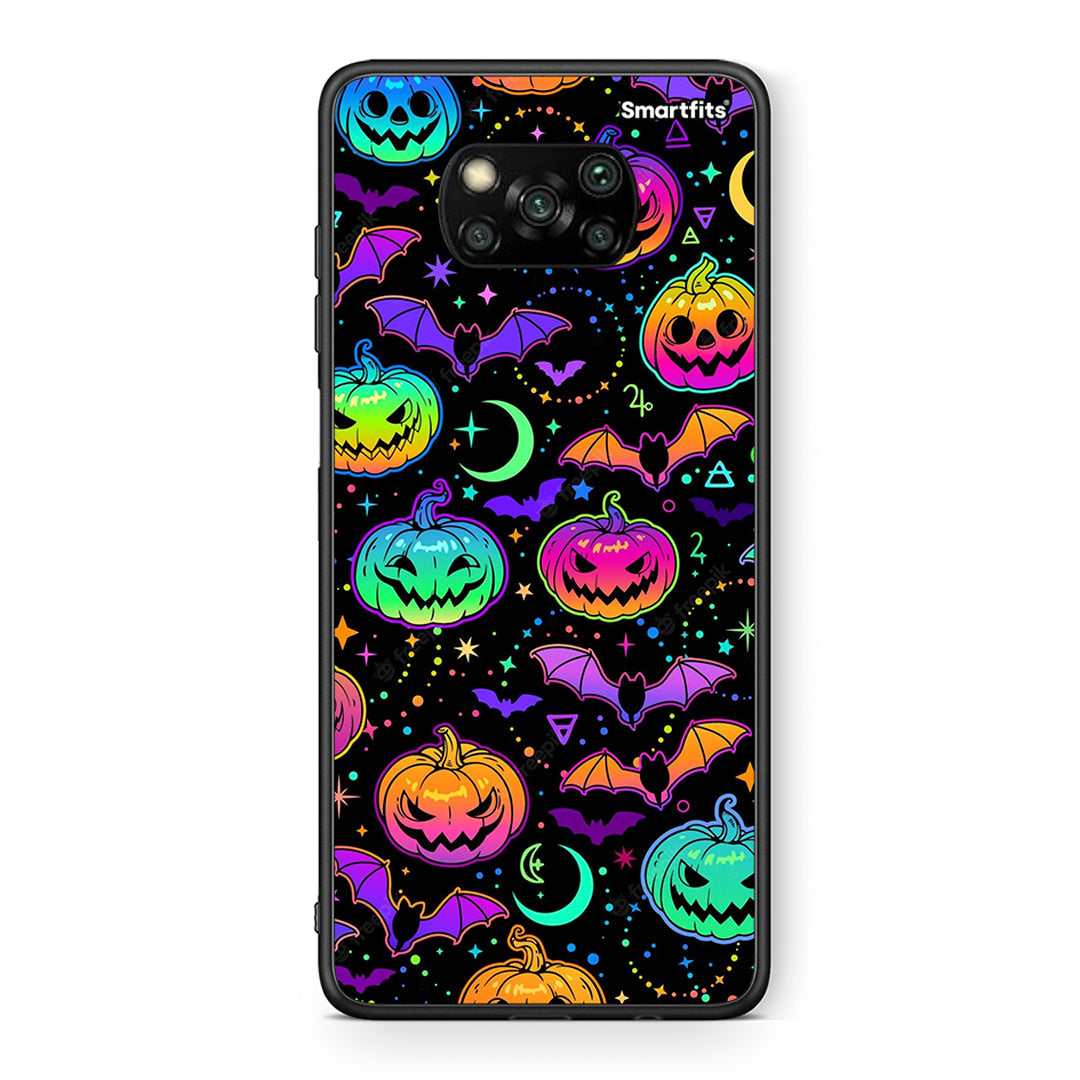 Θήκη Xiaomi Poco X3 Neon Halloween από τη Smartfits με σχέδιο στο πίσω μέρος και μαύρο περίβλημα | Xiaomi Poco X3 Neon Halloween case with colorful back and black bezels