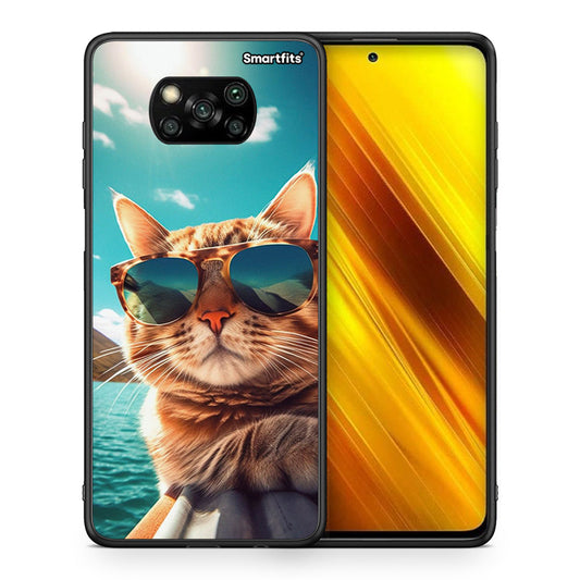 Θήκη Xiaomi Poco X3 Summer Cat από τη Smartfits με σχέδιο στο πίσω μέρος και μαύρο περίβλημα | Xiaomi Poco X3 Summer Cat case with colorful back and black bezels