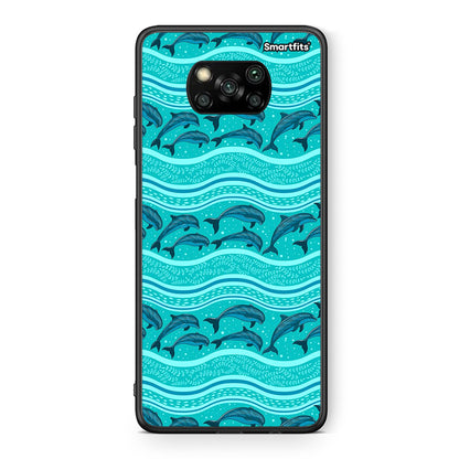 Θήκη Xiaomi Poco X3 Swimming Dolphins από τη Smartfits με σχέδιο στο πίσω μέρος και μαύρο περίβλημα | Xiaomi Poco X3 Swimming Dolphins case with colorful back and black bezels