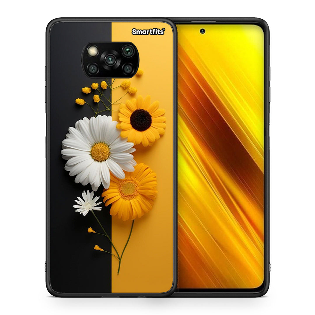 Θήκη Xiaomi Poco X3 Yellow Daisies από τη Smartfits με σχέδιο στο πίσω μέρος και μαύρο περίβλημα | Xiaomi Poco X3 Yellow Daisies case with colorful back and black bezels