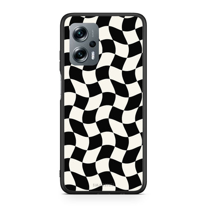 Θήκη Xiaomi Poco X4 GT Black and Cream Wavy Checkerboard από τη Smartfits με σχέδιο στο πίσω μέρος και μαύρο περίβλημα | Xiaomi Poco X4 GT Black and Cream Wavy Checkerboard case with colorful back and black bezels