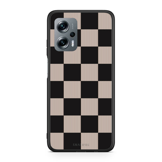 Θήκη Xiaomi Poco X4 GT Black and Taupe Striped Checks από τη Smartfits με σχέδιο στο πίσω μέρος και μαύρο περίβλημα | Xiaomi Poco X4 GT Black and Taupe Striped Checks case with colorful back and black bezels
