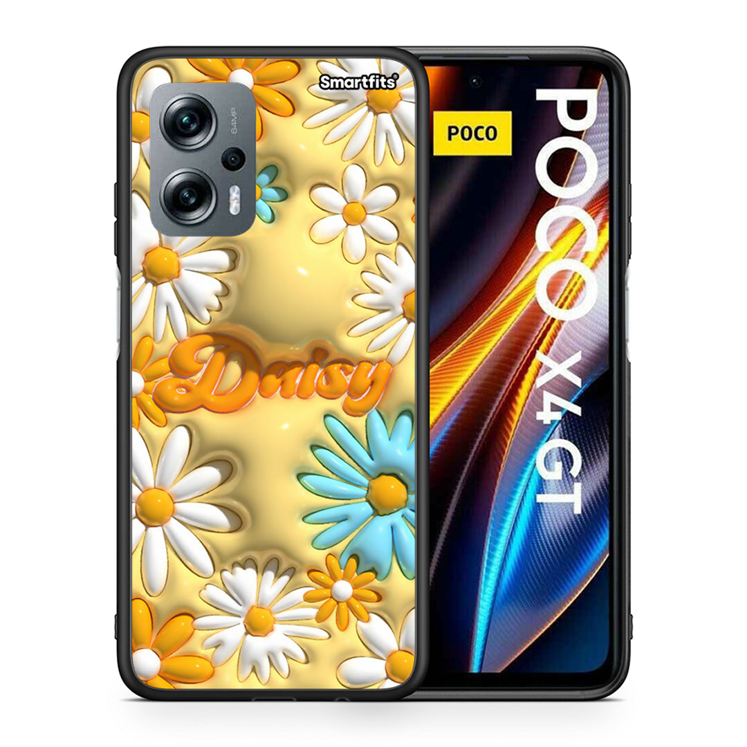 Θήκη Xiaomi Poco X4 GT Bubble Daisies από τη Smartfits με σχέδιο στο πίσω μέρος και μαύρο περίβλημα | Xiaomi Poco X4 GT Bubble Daisies case with colorful back and black bezels