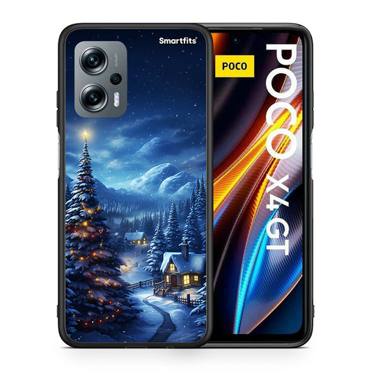 Θήκη Xiaomi Poco X4 GT Christmas Scenery από τη Smartfits με σχέδιο στο πίσω μέρος και μαύρο περίβλημα | Xiaomi Poco X4 GT Christmas Scenery case with colorful back and black bezels